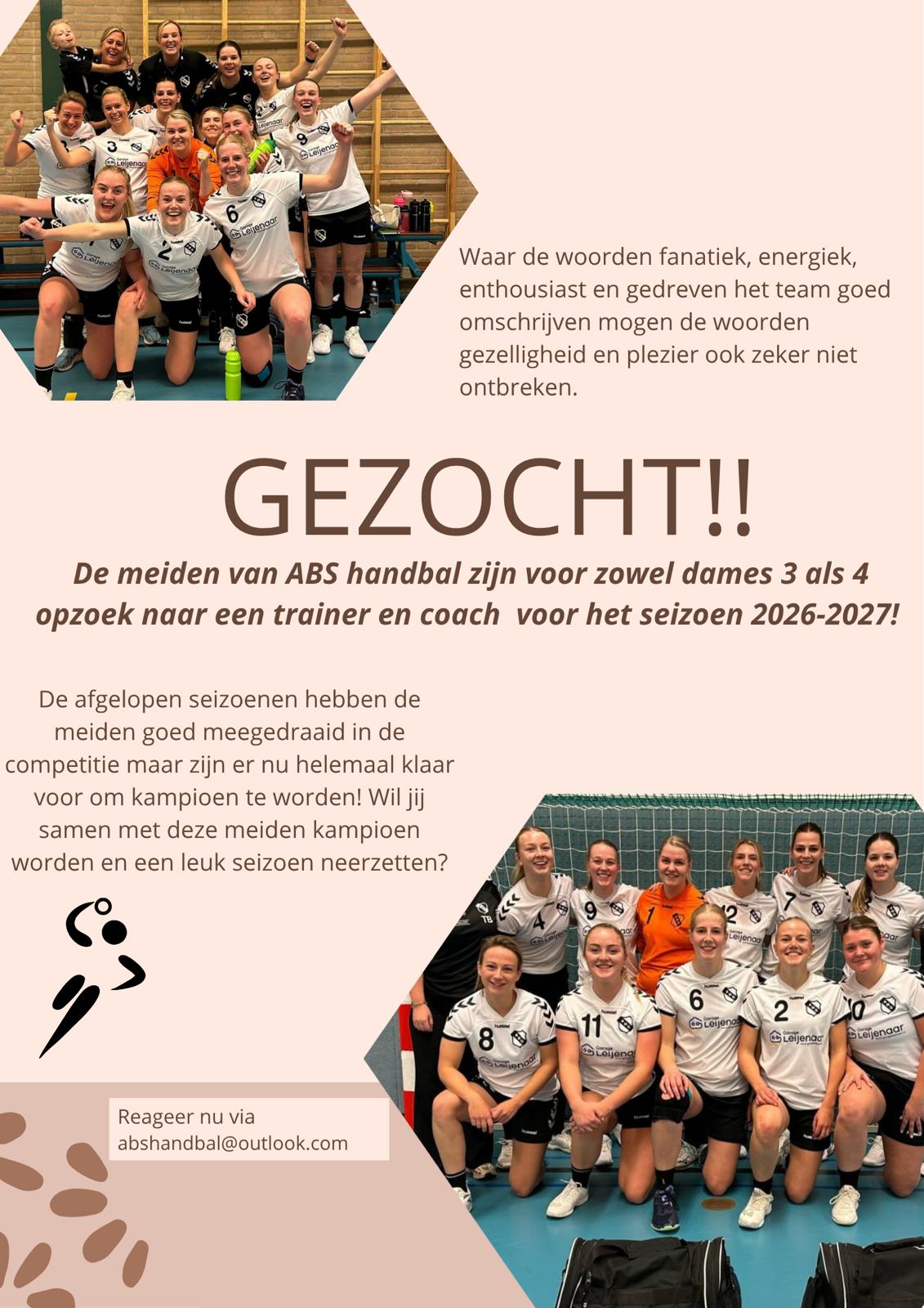 Gezocht! Trainer dames 3 en 4